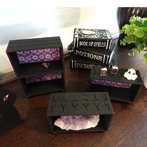 Witch / SPIDER Curio Shadow box display / Perfect for Crystals & Miniatures!